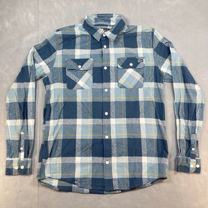 Salty Crew Blue and White Plaid Casual Button Down Shirt